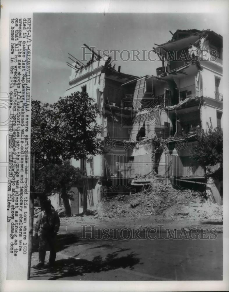 1955 Press Photo Earthquake damages at Oreleansville, Algeria - Historic Images