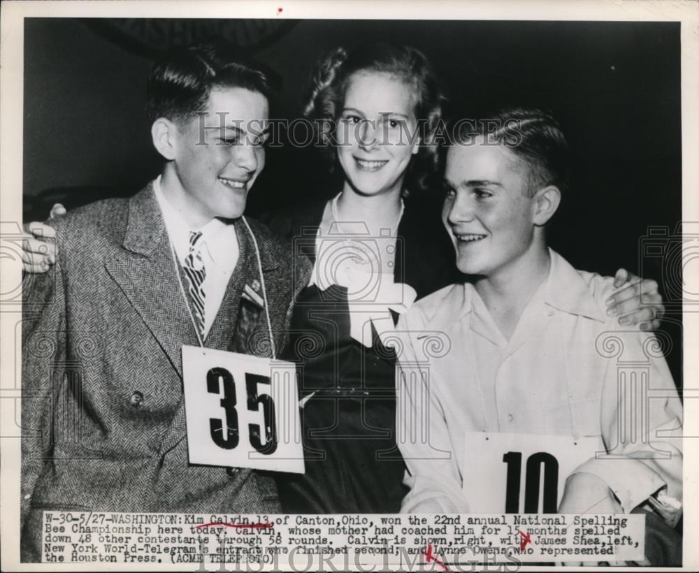 1949 Press Photo Kim Calvin, James Shea, and Lynne Owens - Historic Images