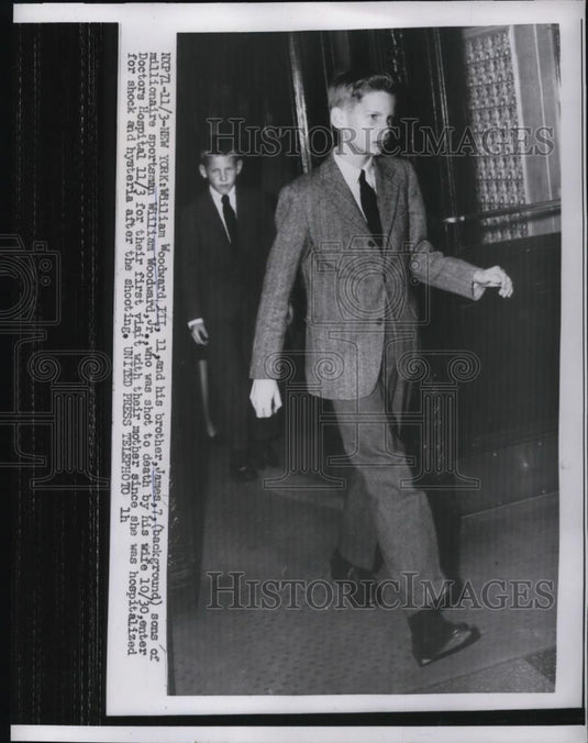1955 Press Photo Woodward's Sibling Visit Their Mother in Hospital - Historic Images