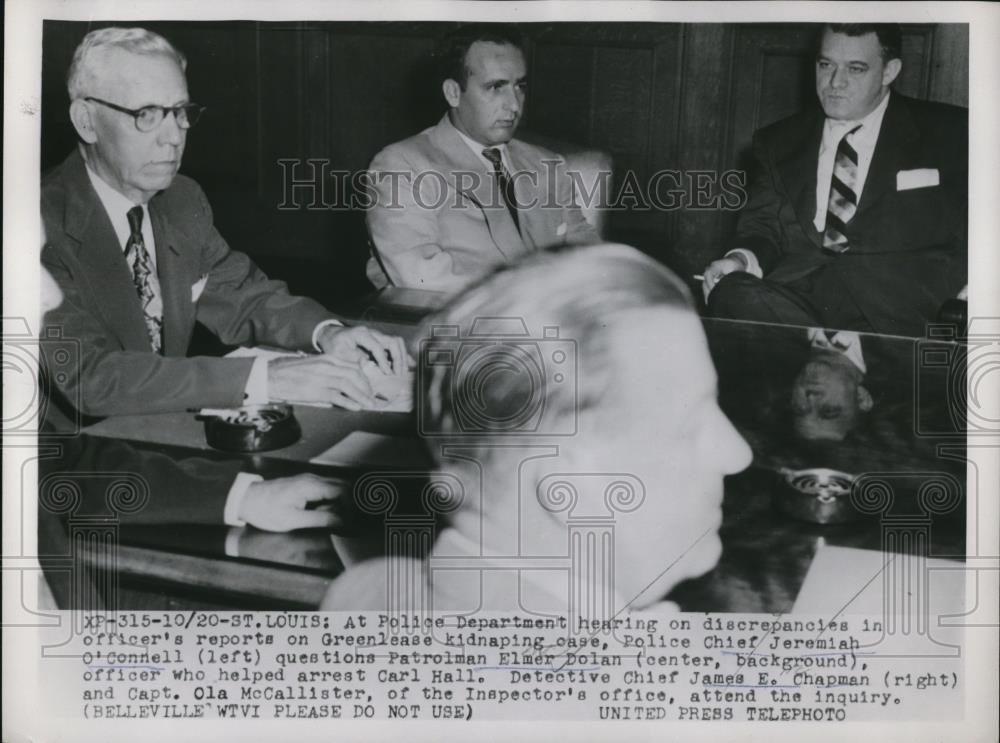 1953 Press Photo Police Dept. hearing on Greenlease Kidnaping case at St.Louis. - Historic Images