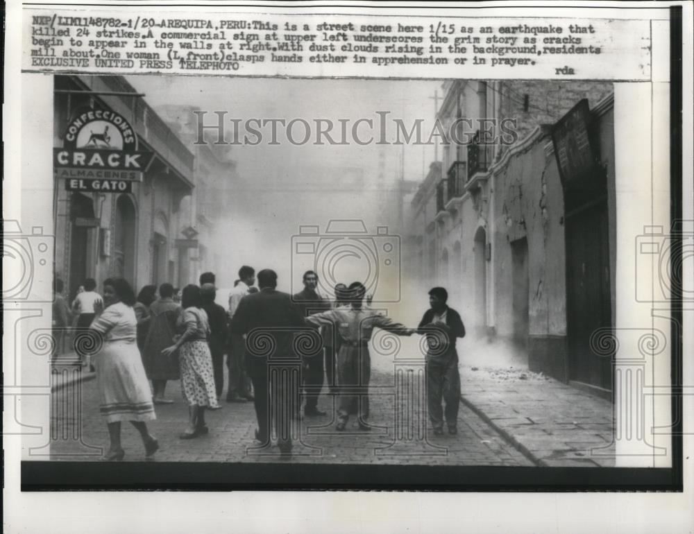 1958 Press Photo In Arequipa, Peru there was a dangerous earthquake. - Historic Images