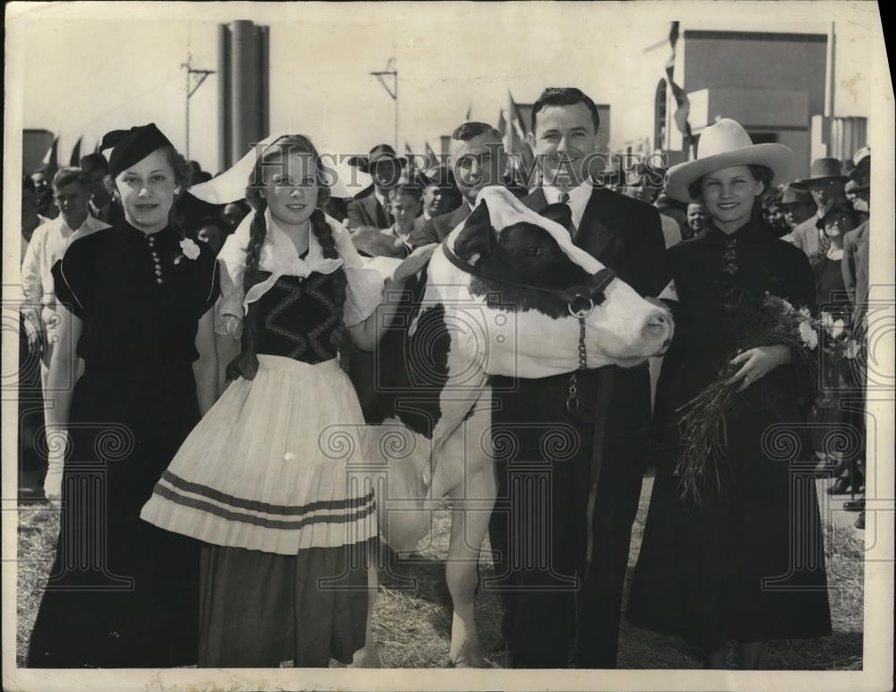 1936 Press Photo Miss Leverens, Miss Keyes, Gov James Allred &amp; Miss Heard - Historic Images