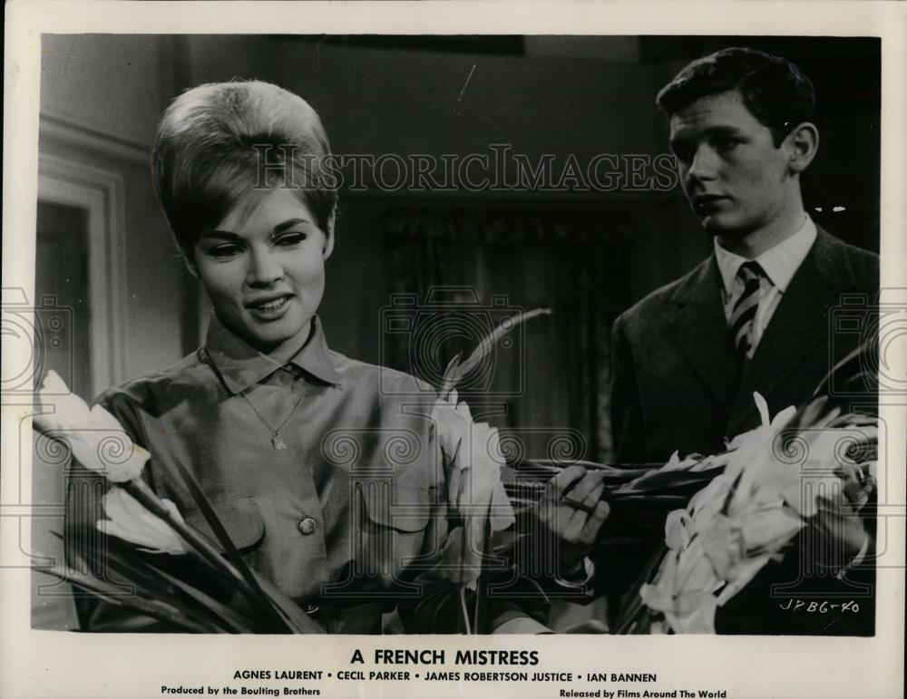 1961 Press Photo Agnes Laurent and Scott Finch star in A French Mistress - Historic Images
