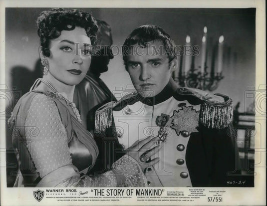 1957 Press Photo Wanie Wilson and Dennis Hopper in The Story of Mankind - Historic Images