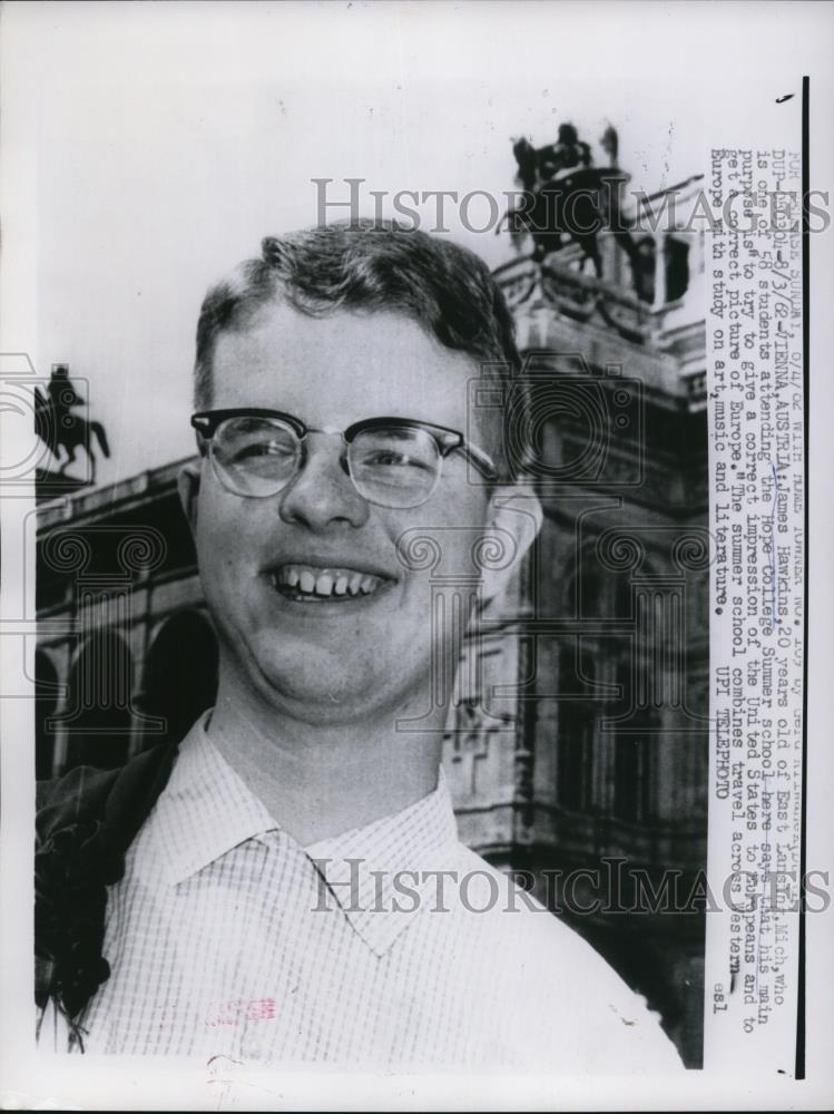 1962 Press Photo James Hawkins, 20, Hope College Summer School - Historic Images