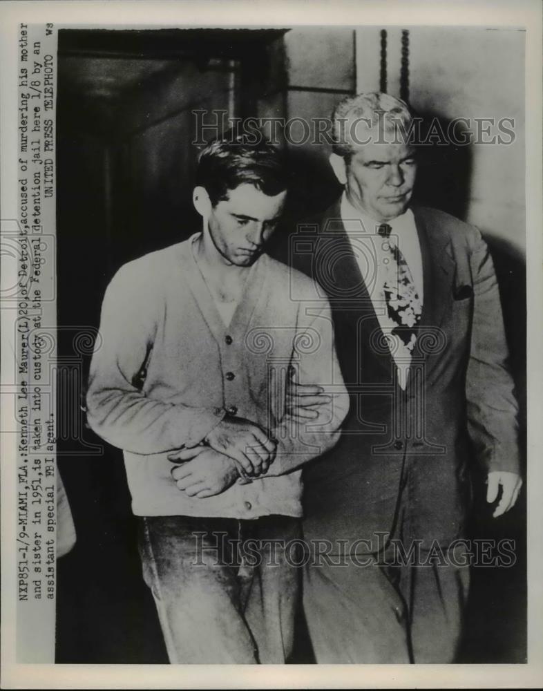 1953 Press Photo Miami FlaKenneth Lee Mauer accused murderer in custody - Historic Images