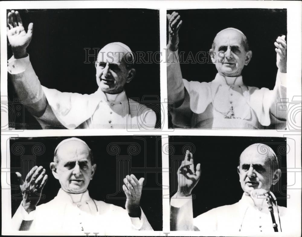 1967 Press Photo Pope Paul VI is shown in this sequence blessing the crowd - Historic Images