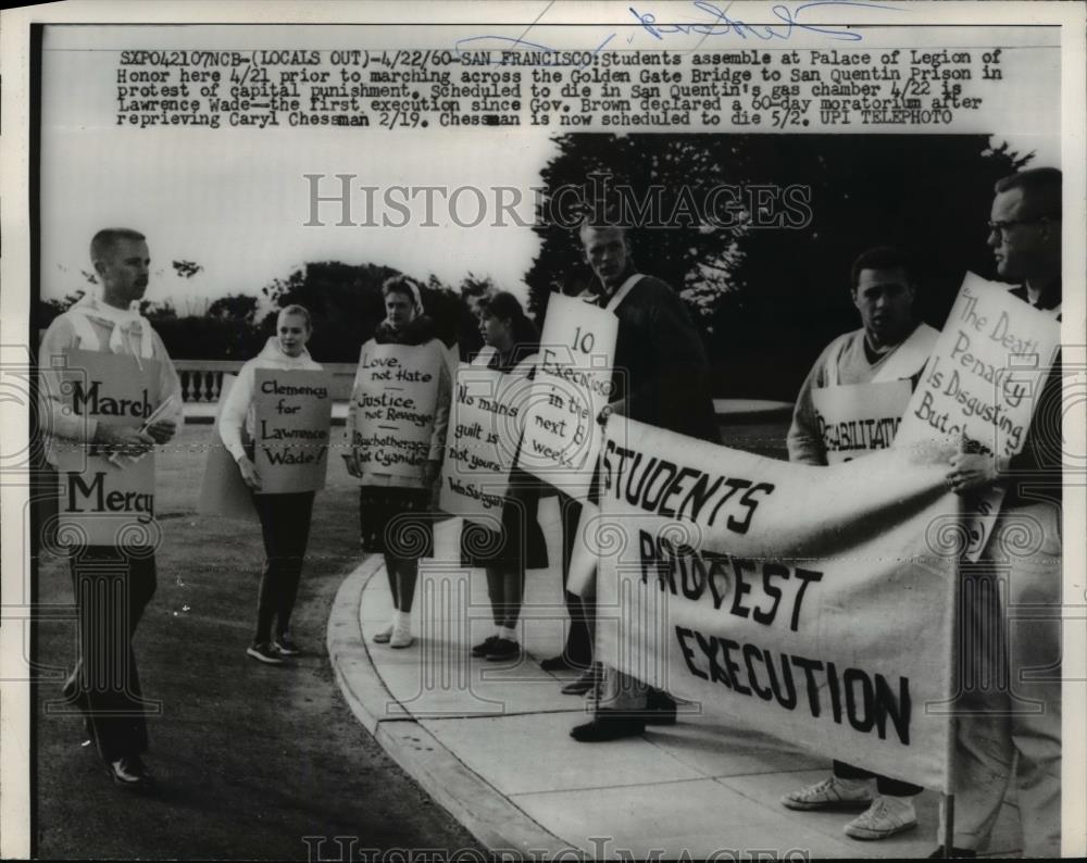 1960 Press Photo San Francisco Sutdents assemble at Palace of Legion of Honor - Historic Images