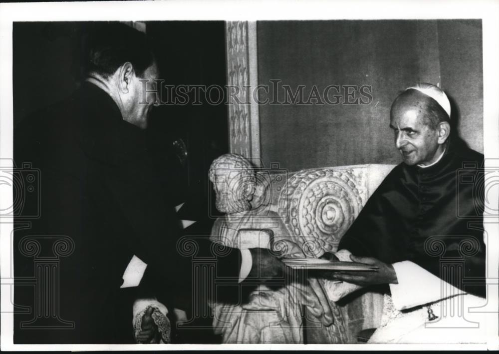 1968 Press Photo Vatican City Pope Paul VI Abdel Halim Makhioun United Arab - Historic Images