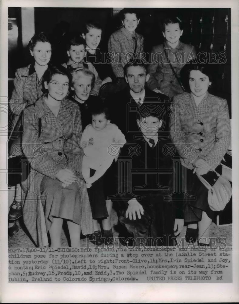 1953 Press Photo Chicago Eric Spiedel & his wife & nine children - Historic Images
