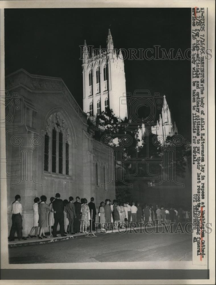 1965 Press Photo Washington Cathedral funeral of Adlai Stevenson - Historic Images