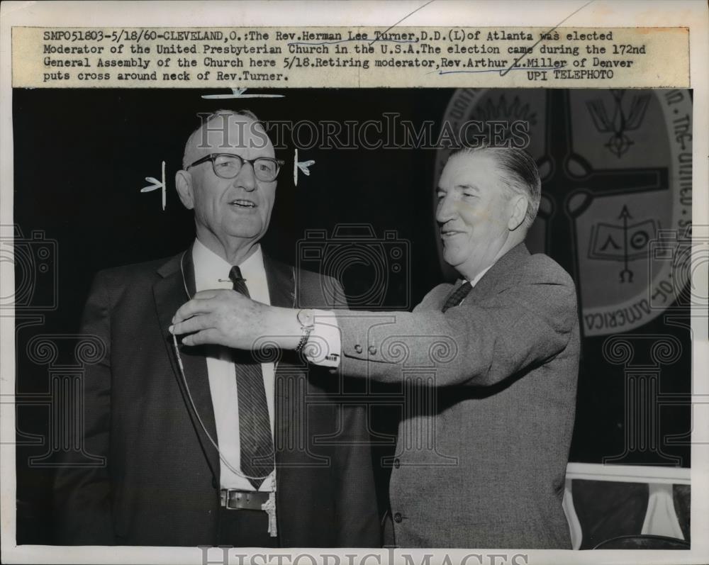 1960 Press Photo Reverend Herman Lee Turner, Arthur L. Miller, Presbyterians - Historic Images