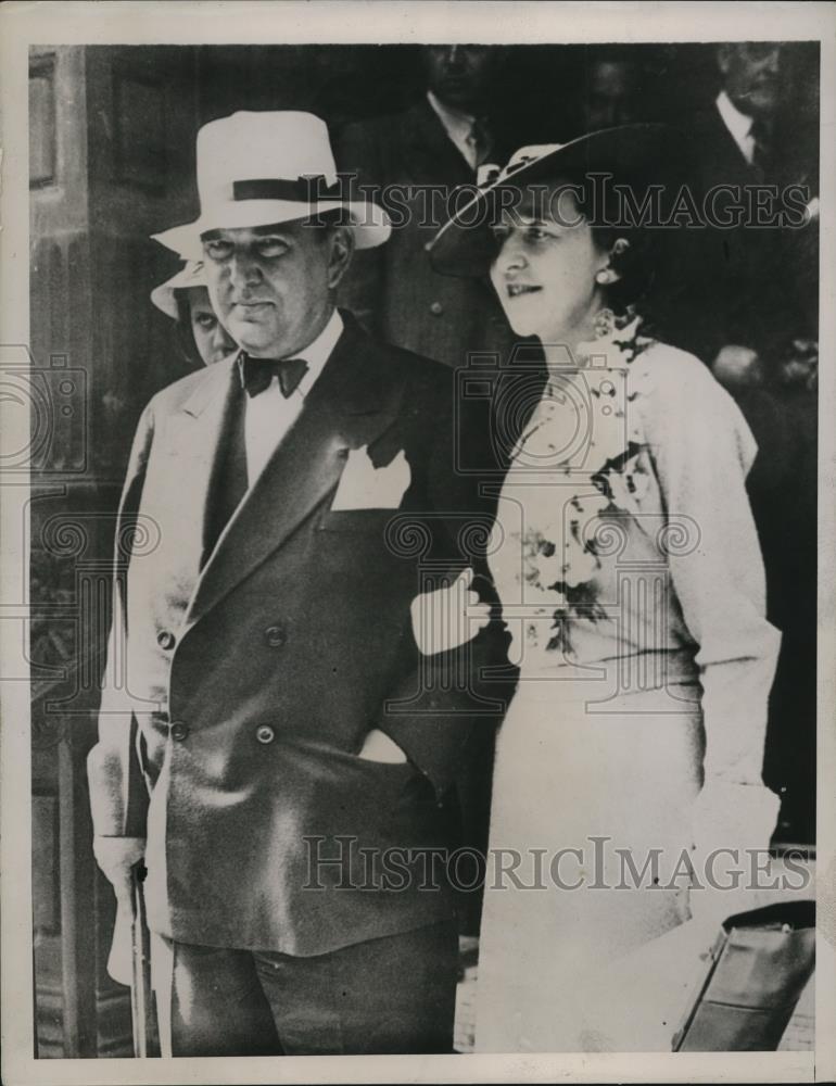 1935 Press Photo George Washington Hill with his bride, Mary Barnes - Historic Images