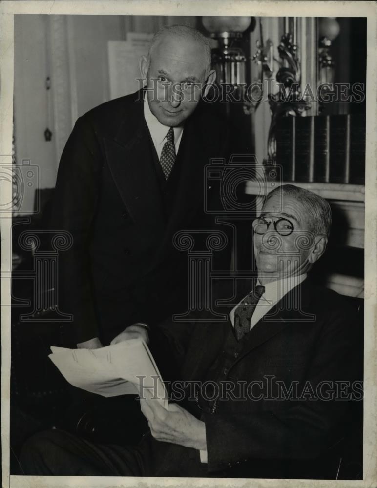 1935 Press Photo Sec of the Navy Claude Swanson & Adm Claude Bloch JAG - Historic Images