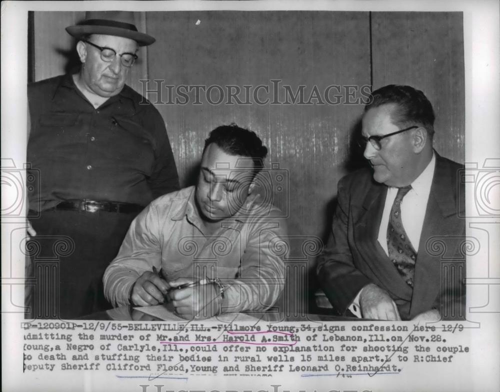 1955 Press Photo Belleville Ill Filmore Young confesses murder of Mr & Mrs H Smi - Historic Images