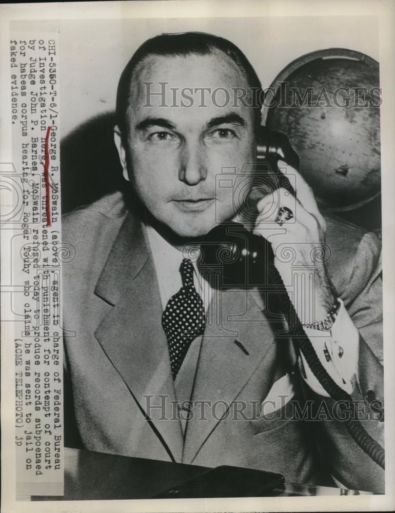 1949 Press Photo George McSwain talking on the phone - Historic Images