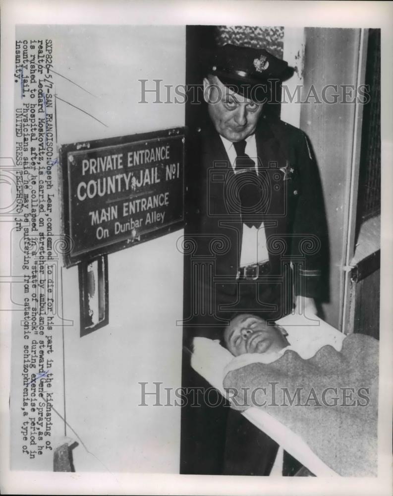 1954 Press Photo San Francisco County Jail Joe Lear kidnapper collapsed - Historic Images