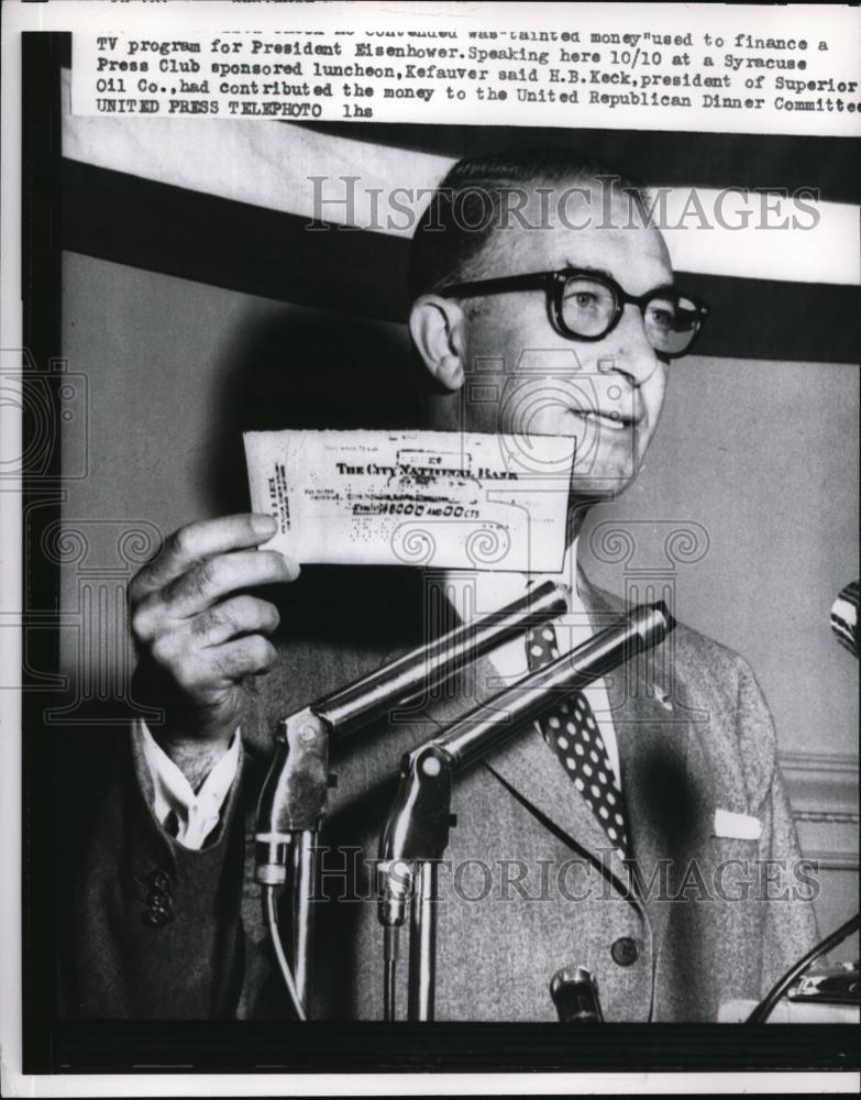 1956 Press Photo Estes Kefauver at Syracuse Press Club Luncheon - Historic Images