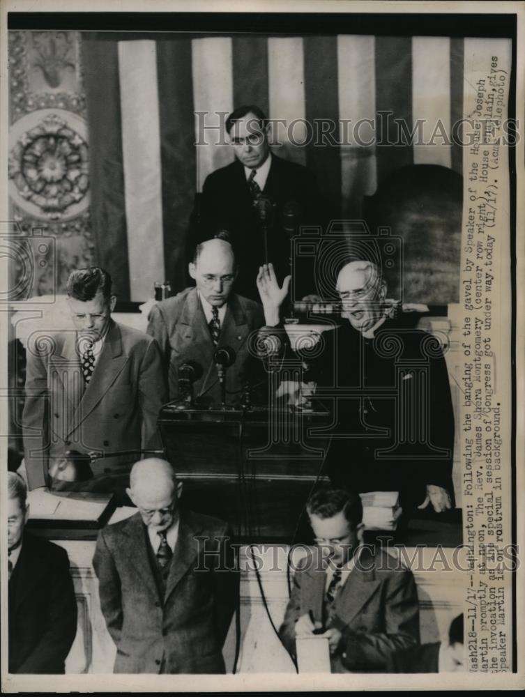 1947 Press Photo Rev James Shera Montgomery House Chaplain gave invocation - Historic Images