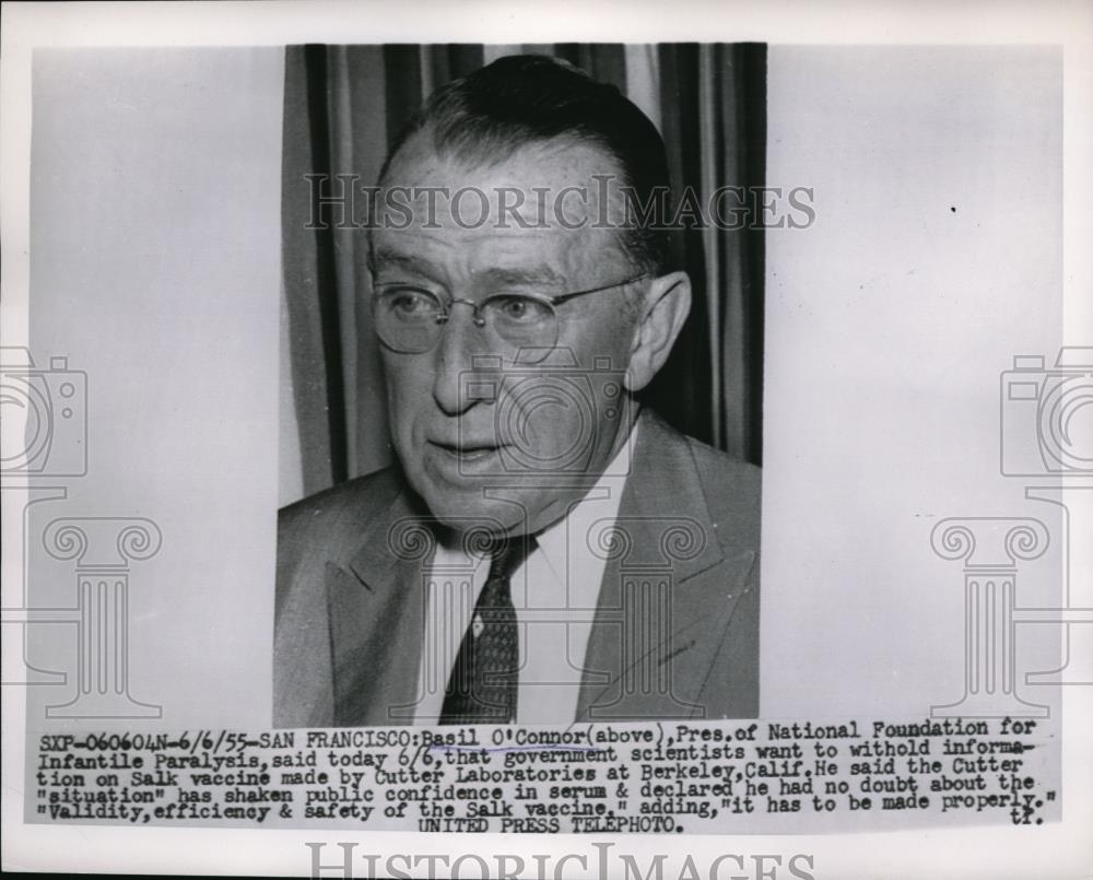 1955 Press Photo Basil O'Connor, a scientist and president of a foundation - Historic Images