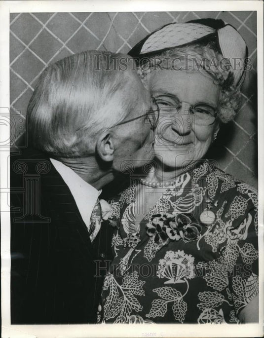 1950 Press Photo Mike O'Connor and Alive Noble married in Elkhart - Historic Images