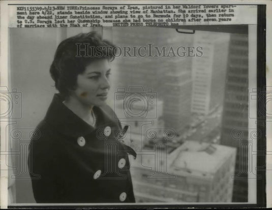 1958 Press Photo Princess Soraya Lost her Crown as Queen - Historic Images