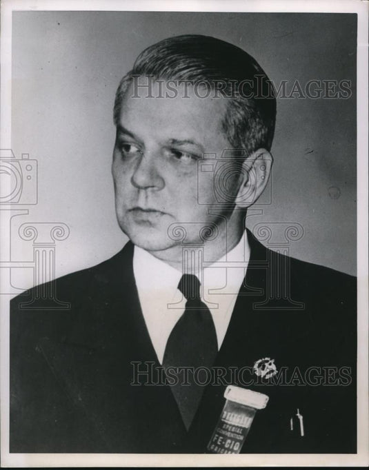 1949 Press Photo Grant Oakes, head of the farm Equipment Workers Union - Historic Images