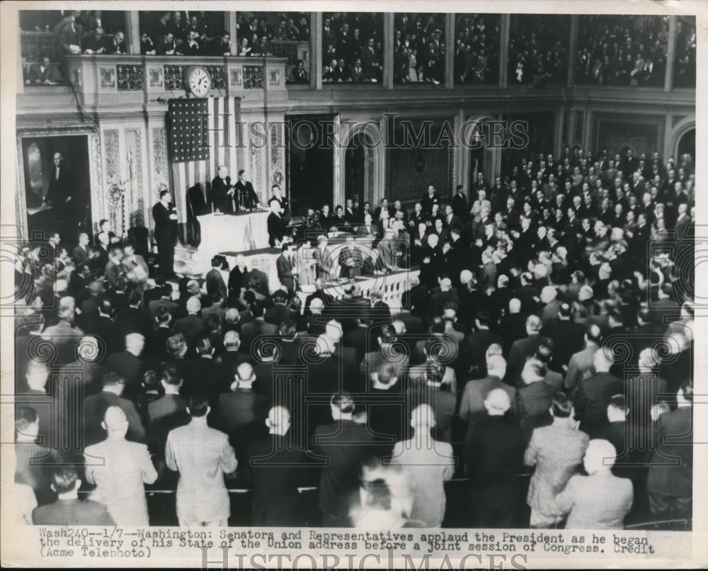 1948 Press Photo Senators and Representatives with the President for his address - Historic Images