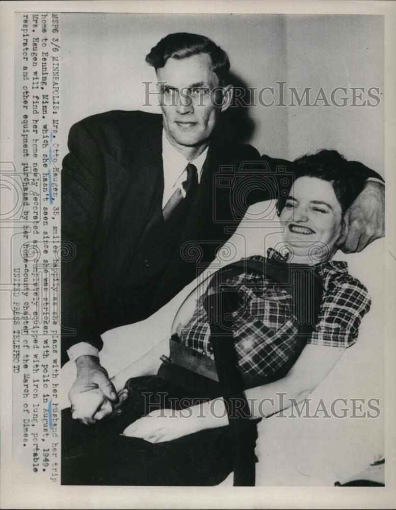 1952 Press Photo of Mrs Otto Haugen after being diagnosed with Polio. - Historic Images