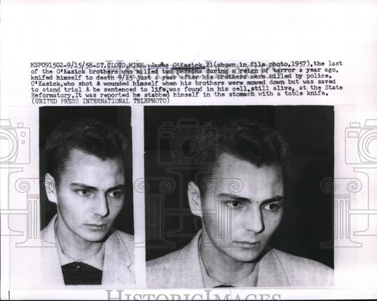 1958 Press Photo Jambs O'Kasick killed two person during a reign of terror - Historic Images