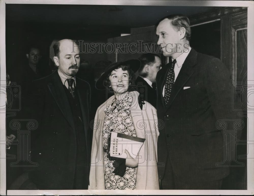 1936 Press Photo Federal Relief Administrator at the experimental Theater Open. - Historic Images