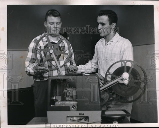 1956 Press Photo Paul Smith and George Rhyner on editing This is Brooklyn - Historic Images