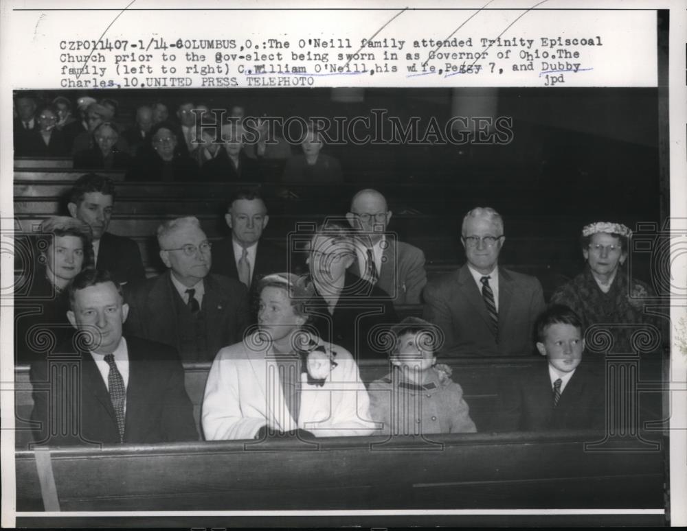 1957 Press Photo Columbus Ohio O&#39;Neil Trinity Episcoal Church William Peggy - Historic Images