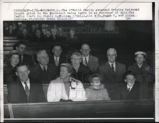 1957 Press Photo Columbus Ohio O'Neil Trinity Episcoal Church William Peggy - Historic Images