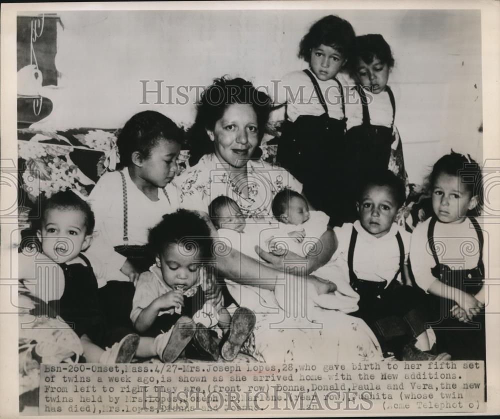 1949 Press Photo Another Set of Twins of Joseph Lopes&#39; Family - Historic Images