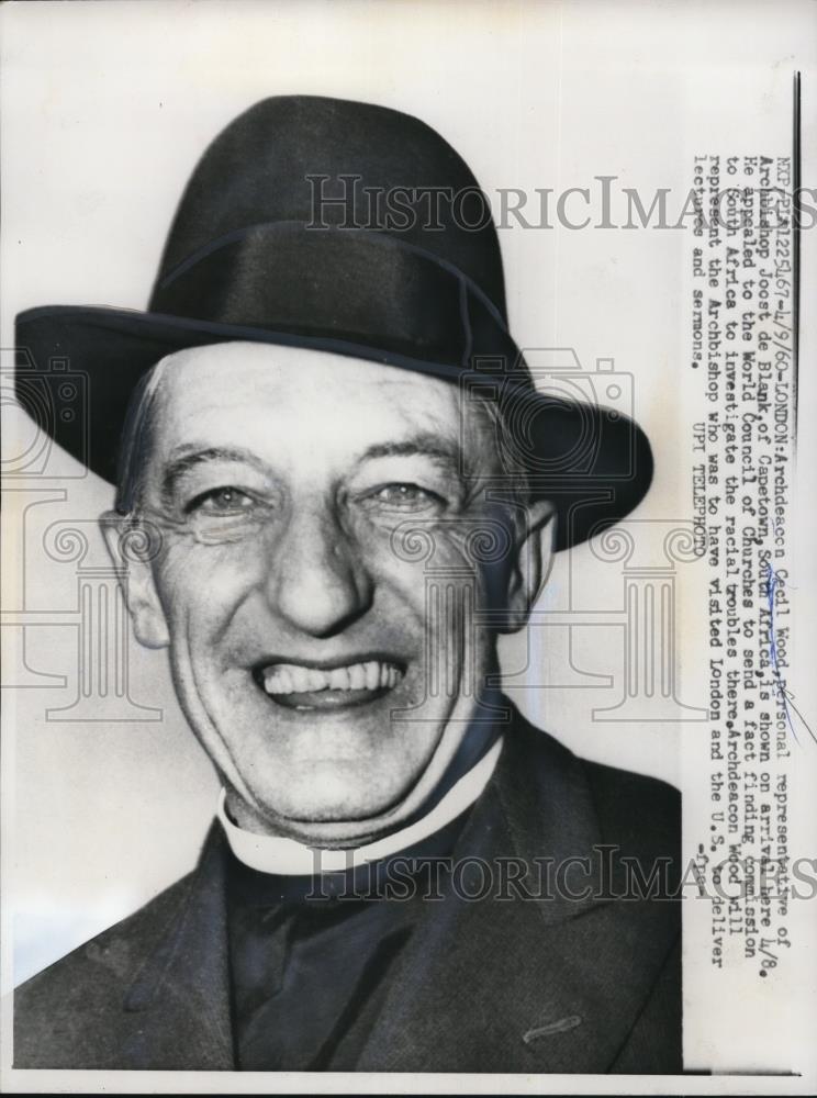 1960 Press Photo London ArchDeacon Cecil Wood personal representative of - Historic Images