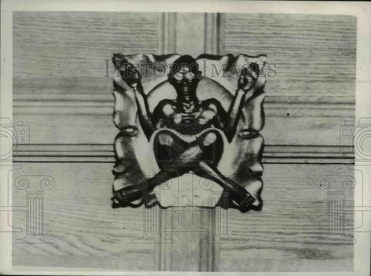 1932 Press Photo Plaque of Mahatma Gahndi at St Mary's Church in London - Historic Images
