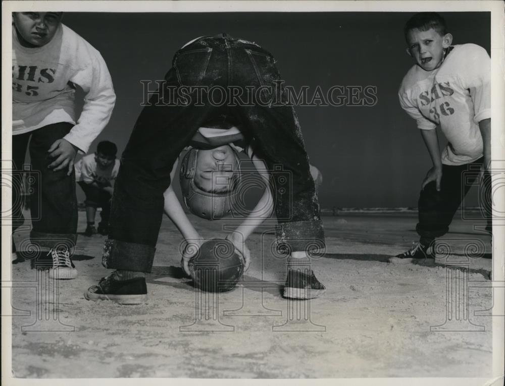 1949 Press Photo Children playing football - Historic Images