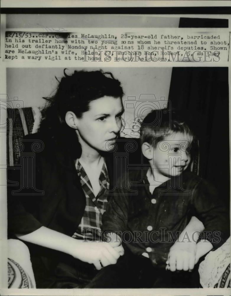 1953 Press Photo Mrs. Charles McLaughlin with her son - Historic Images