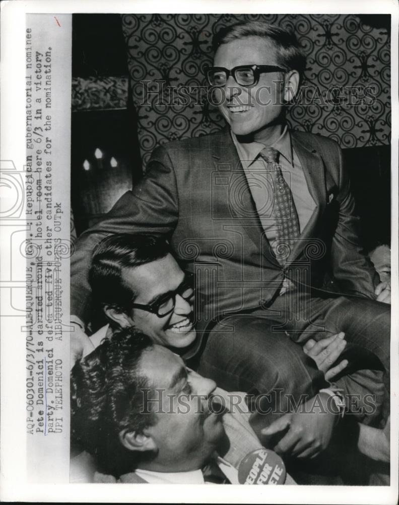 1970 Press Photo Pete Domenici Celebrating Republican Gubernatorial Nominee - Historic Images