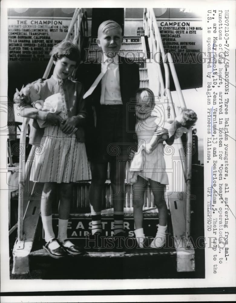 1958 Press Photo Three Belgians for Open Heart Operations - Historic Images