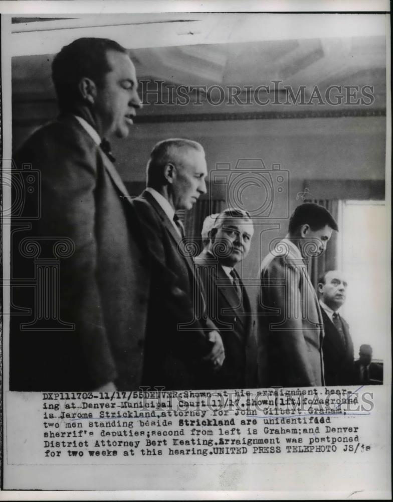 1955 Press Photo Denver Court Jerome Strickland John Gilbert Graham Bert Keating - Historic Images