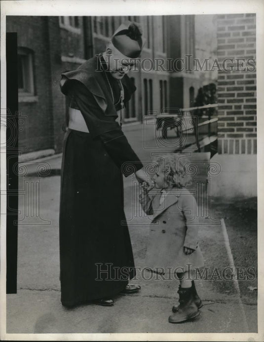 1944 Press Photo Boston Mass Peg Westerfield & Archbishop Richard Cushing - Historic Images