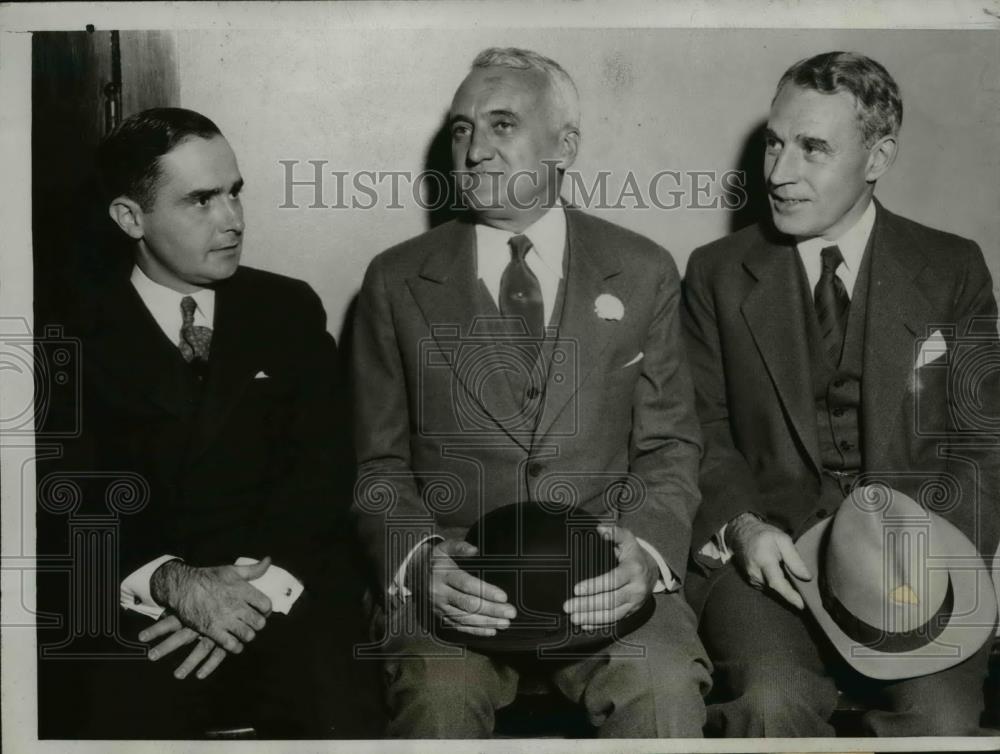 1934 Press Photo (L-R) John J. O&#39;Keefe, Harold Stuart, and Frank K. Schrader - Historic Images