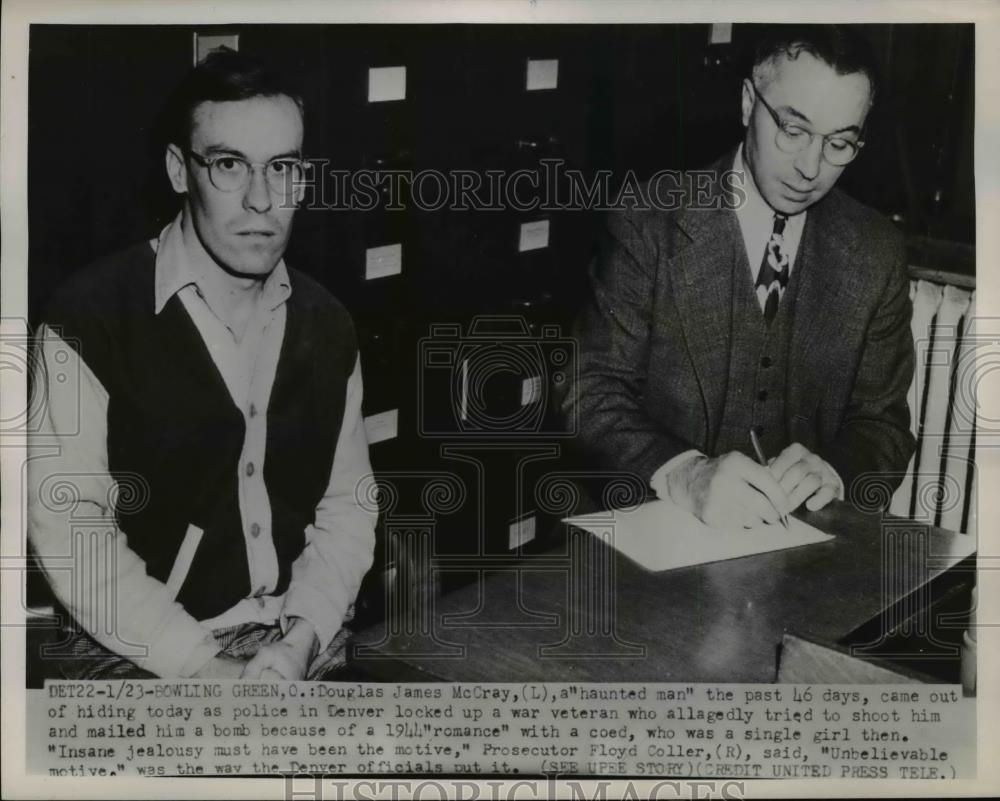 1952 Press Photo Bowling Green Ohio Douglas J McCray murderer &amp; prosecutor - Historic Images