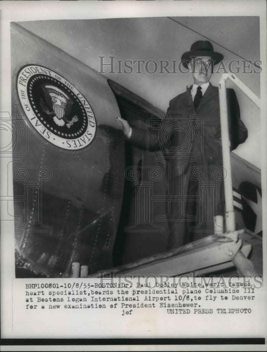 1955 Press Photo Dr. Paul Dudley White, world famous heart specialist - Historic Images