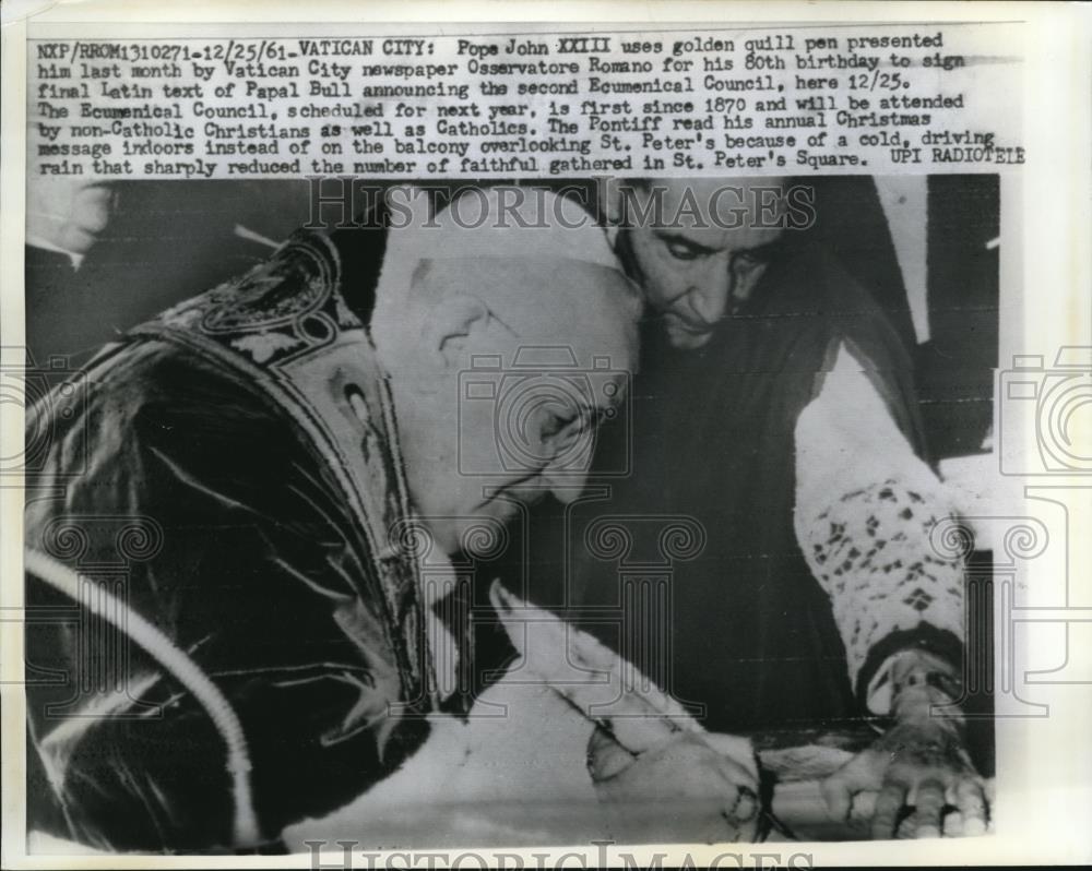 1961 Press Photo Vatican City Rome, Pope John XX111 80th birthday, Ecumenical - Historic Images