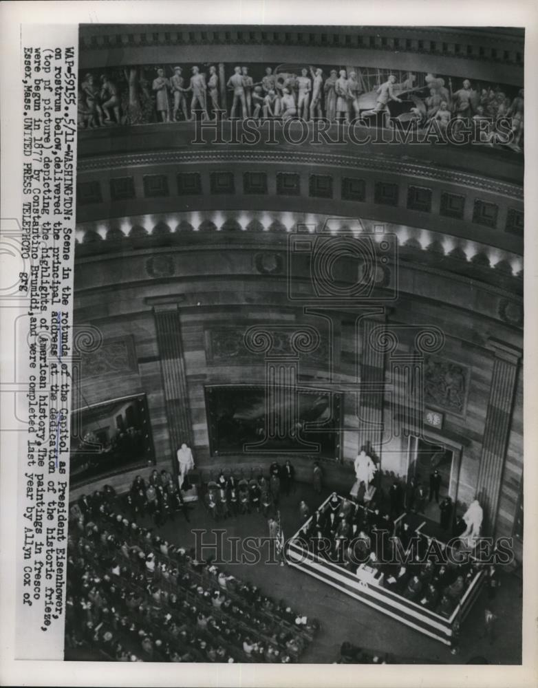 1954 Press Photo Wash DC Pres Eisenhower in Rotunda of the Capitol - Historic Images