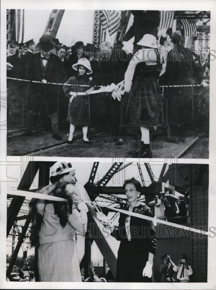 1958 Press Photo Portland Ore Helen Kiggins, Eleanor Holman open new bridge - Historic Images