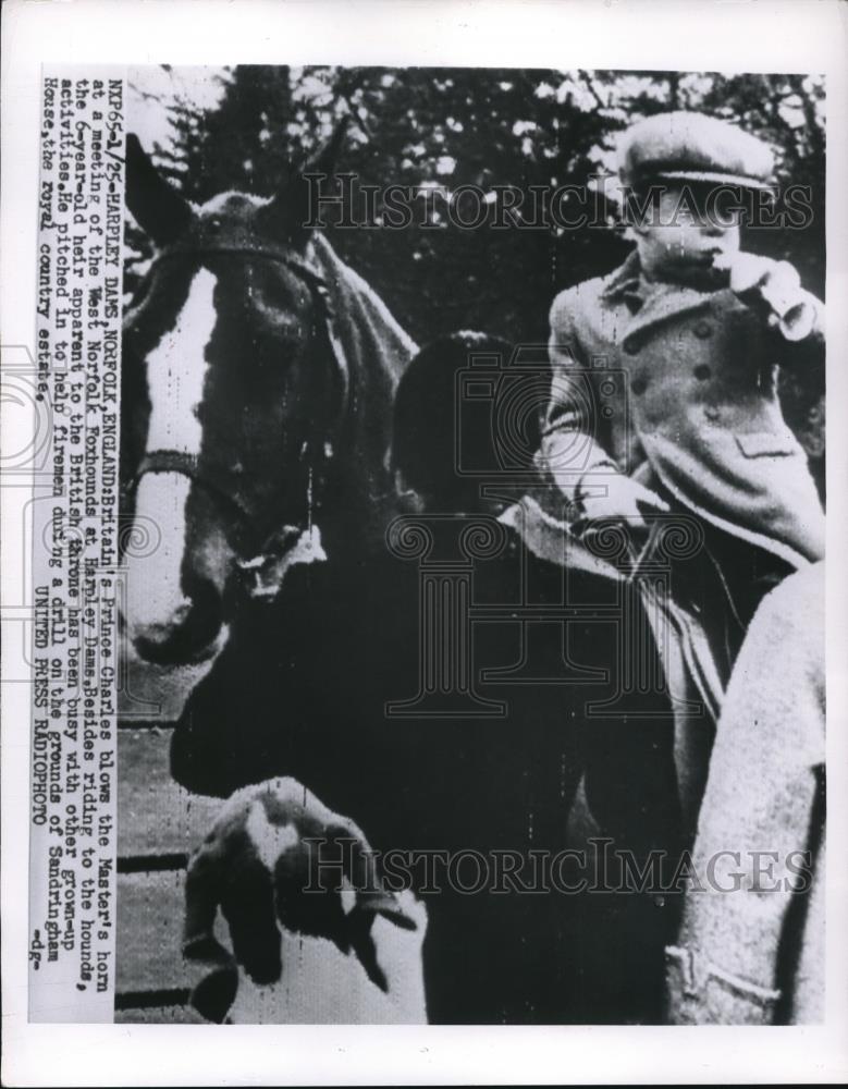 1955 Press Photo Marpley Dams Norfolk England Britain Prince Charles-Foxhounds - Historic Images